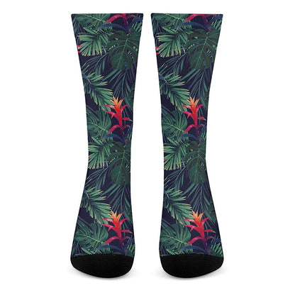 Hawaiian Palm Leaves Pattern Print Crew Socks