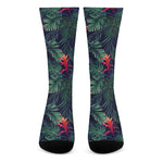 Hawaiian Palm Leaves Pattern Print Crew Socks
