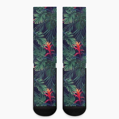 Hawaiian Palm Leaves Pattern Print Crew Socks