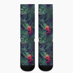 Hawaiian Palm Leaves Pattern Print Crew Socks