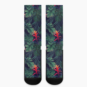 Hawaiian Palm Leaves Pattern Print Crew Socks