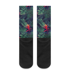 Hawaiian Palm Leaves Pattern Print Crew Socks