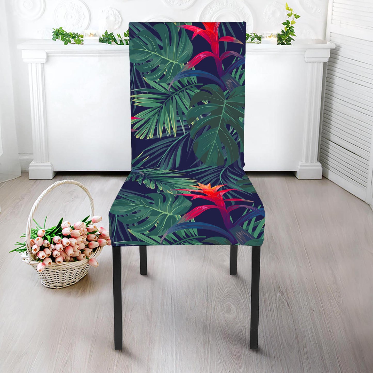 Hawaiian Palm Leaves Pattern Print Dining Chair Slipcover