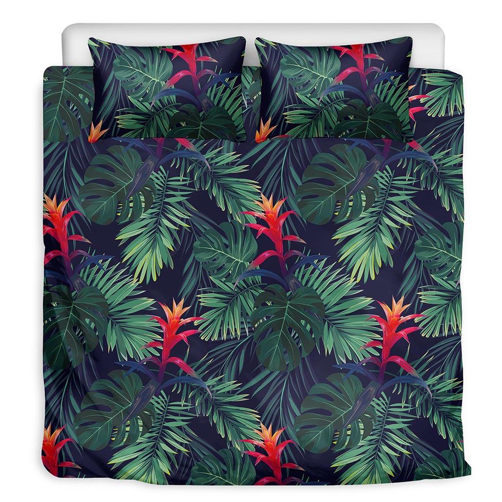 Hawaiian Palm Leaves Pattern Print Duvet Cover Bedding Set