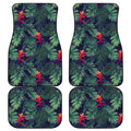 Hawaiian Palm Leaves Pattern Print Front and Back Car Floor Mats
