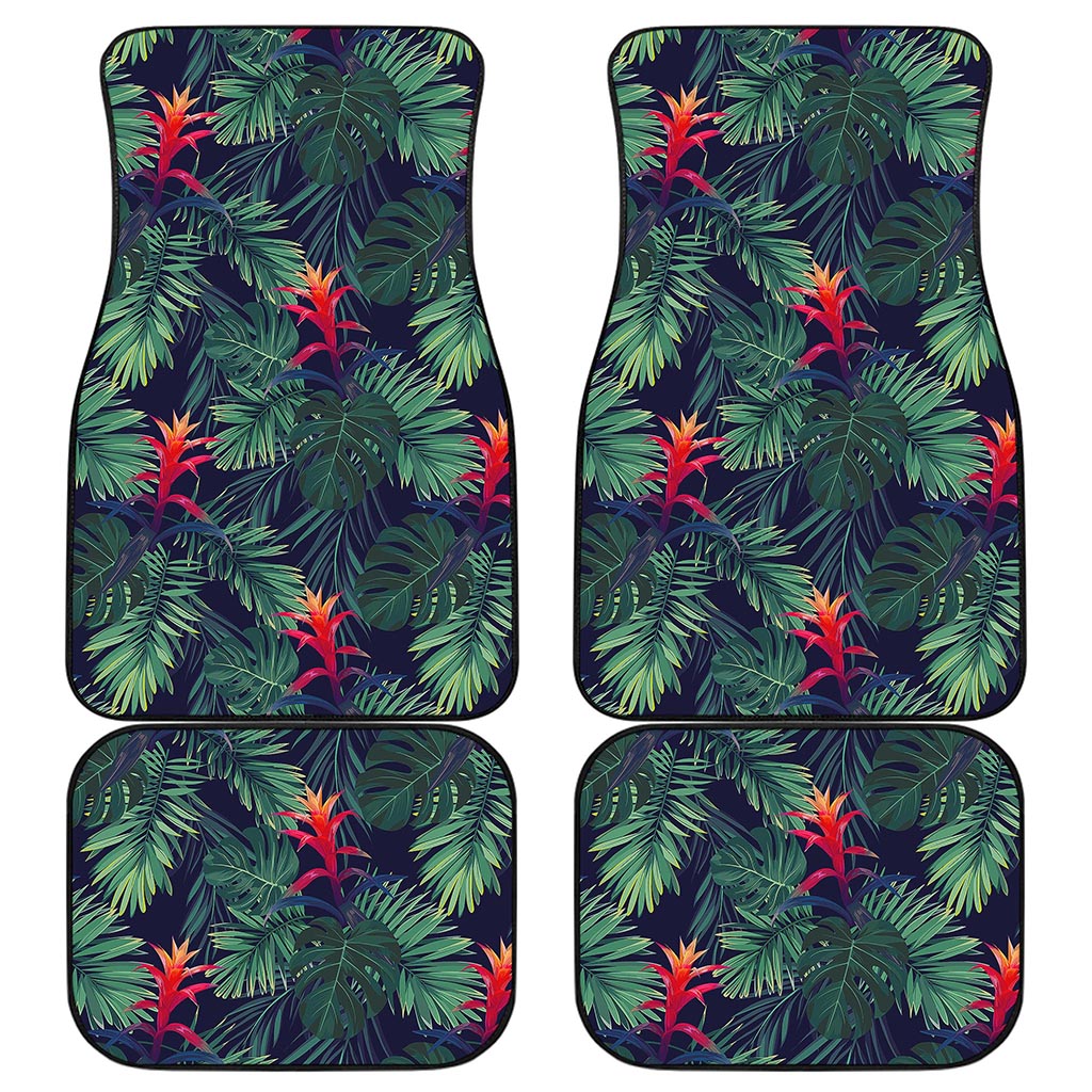 Hawaiian Palm Leaves Pattern Print Front and Back Car Floor Mats