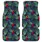 Hawaiian Palm Leaves Pattern Print Front and Back Car Floor Mats