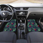 Hawaiian Palm Leaves Pattern Print Front and Back Car Floor Mats