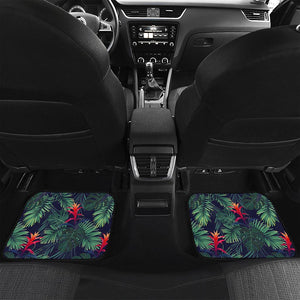 Hawaiian Palm Leaves Pattern Print Front and Back Car Floor Mats