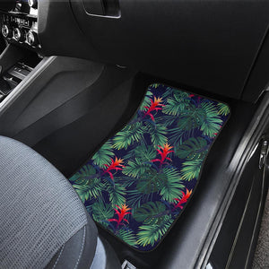 Hawaiian Palm Leaves Pattern Print Front and Back Car Floor Mats