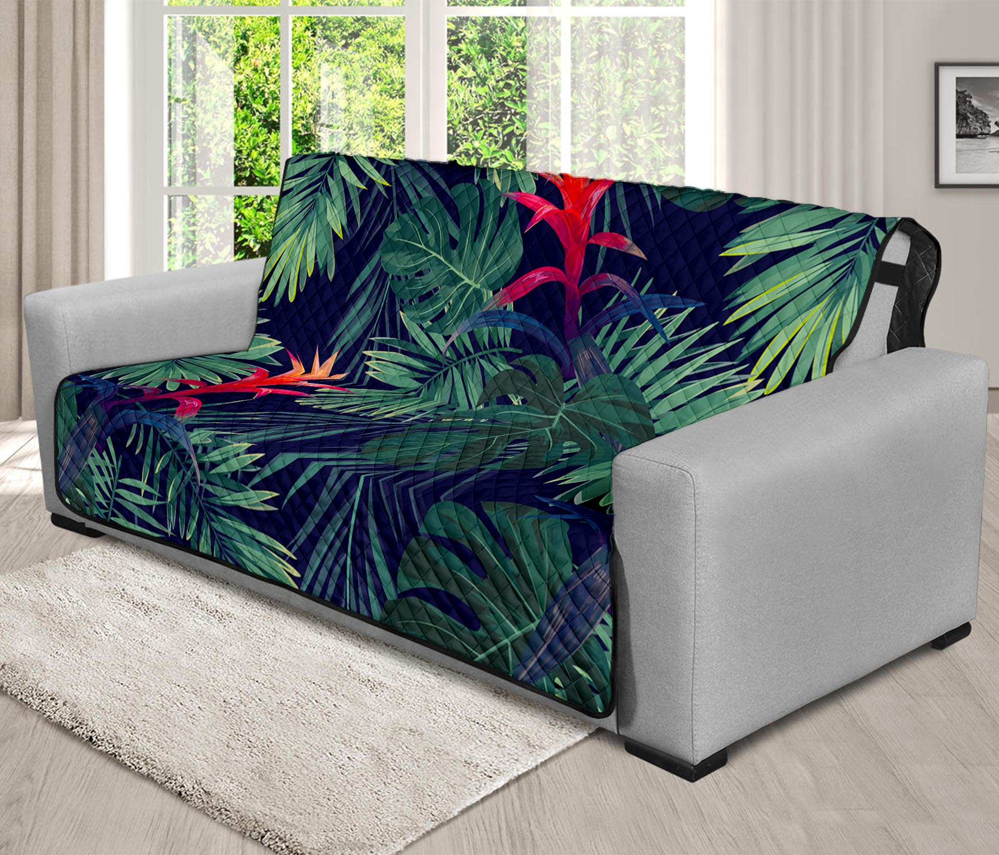 Hawaiian Palm Leaves Pattern Print Futon Protector