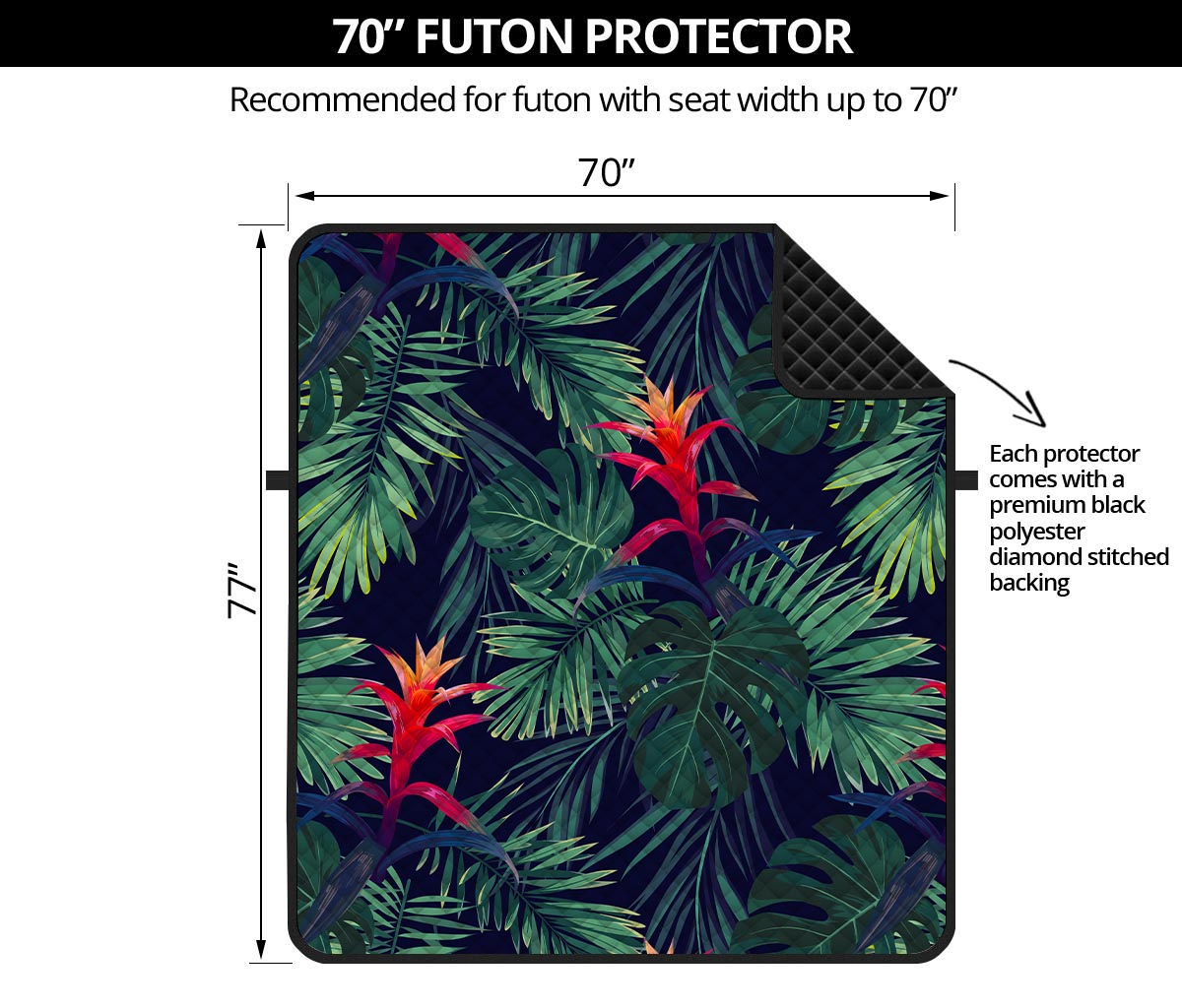 Hawaiian Palm Leaves Pattern Print Futon Protector