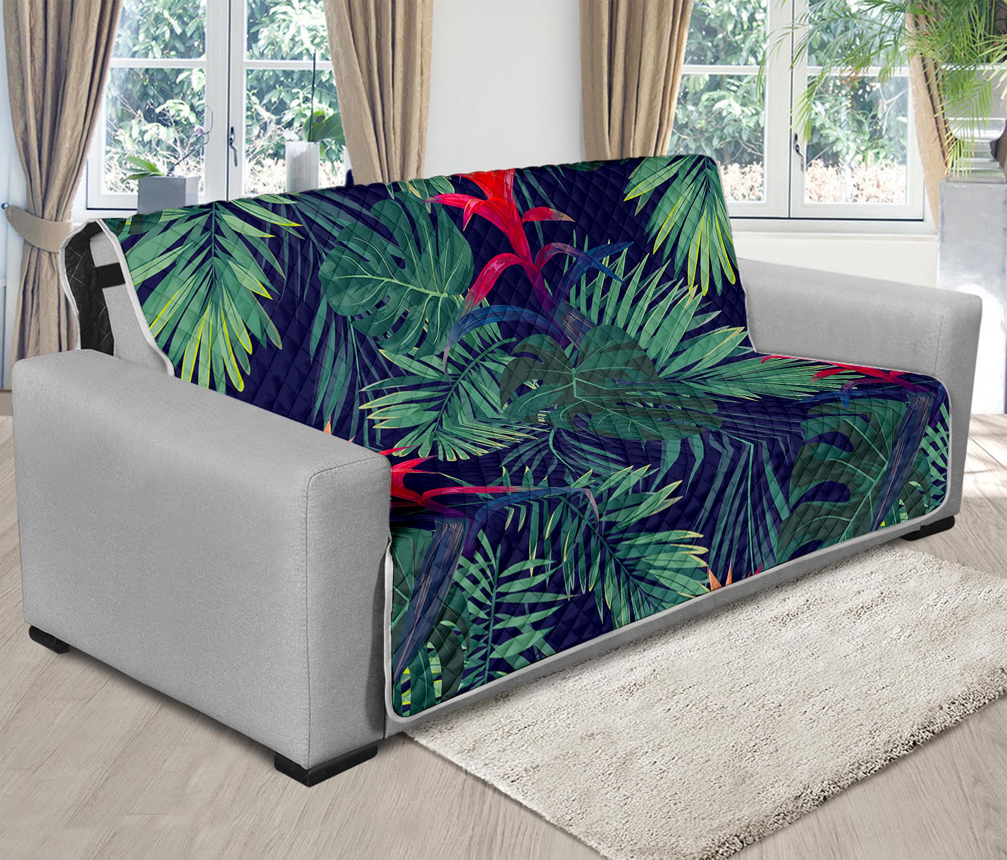 Hawaiian Palm Leaves Pattern Print Futon Protector