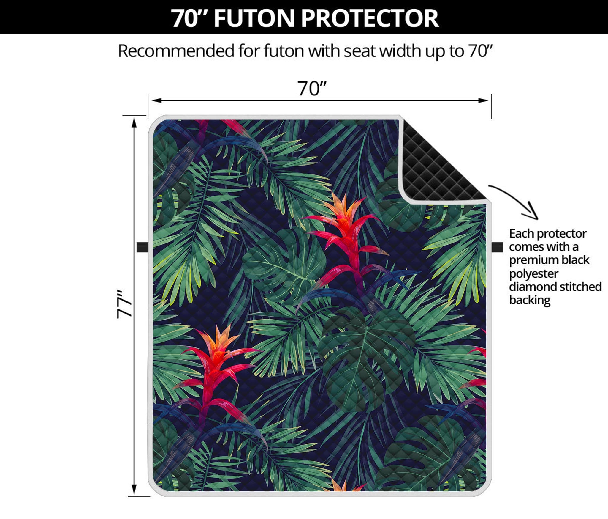 Hawaiian Palm Leaves Pattern Print Futon Protector