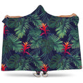 Hawaiian Palm Leaves Pattern Print Hooded Blanket