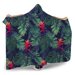 Hawaiian Palm Leaves Pattern Print Hooded Blanket