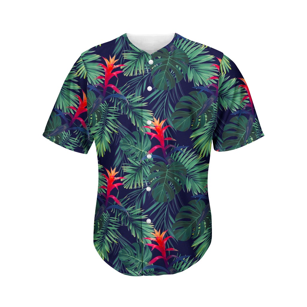 Hawaiian Palm Leaves Pattern Print Men's Baseball Jersey