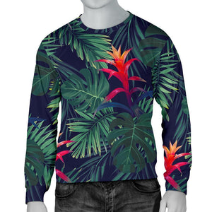 Hawaiian Palm Leaves Pattern Print Men's Crewneck Sweatshirt GearFrost