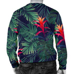 Hawaiian Palm Leaves Pattern Print Men's Crewneck Sweatshirt GearFrost