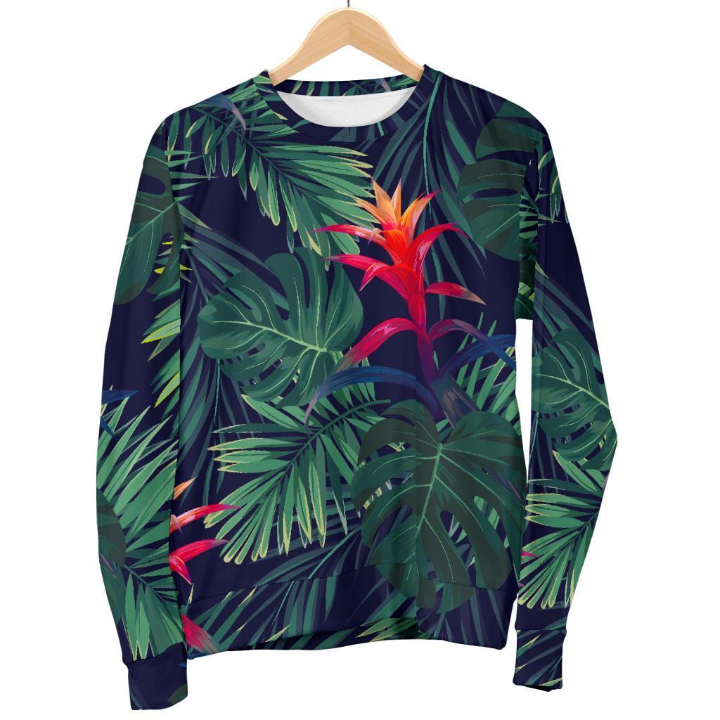 Hawaiian Palm Leaves Pattern Print Men's Crewneck Sweatshirt GearFrost