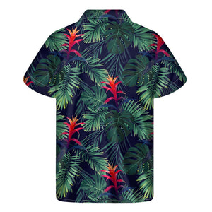 Hawaiian Palm Leaves Pattern Print Men's Short Sleeve Shirt