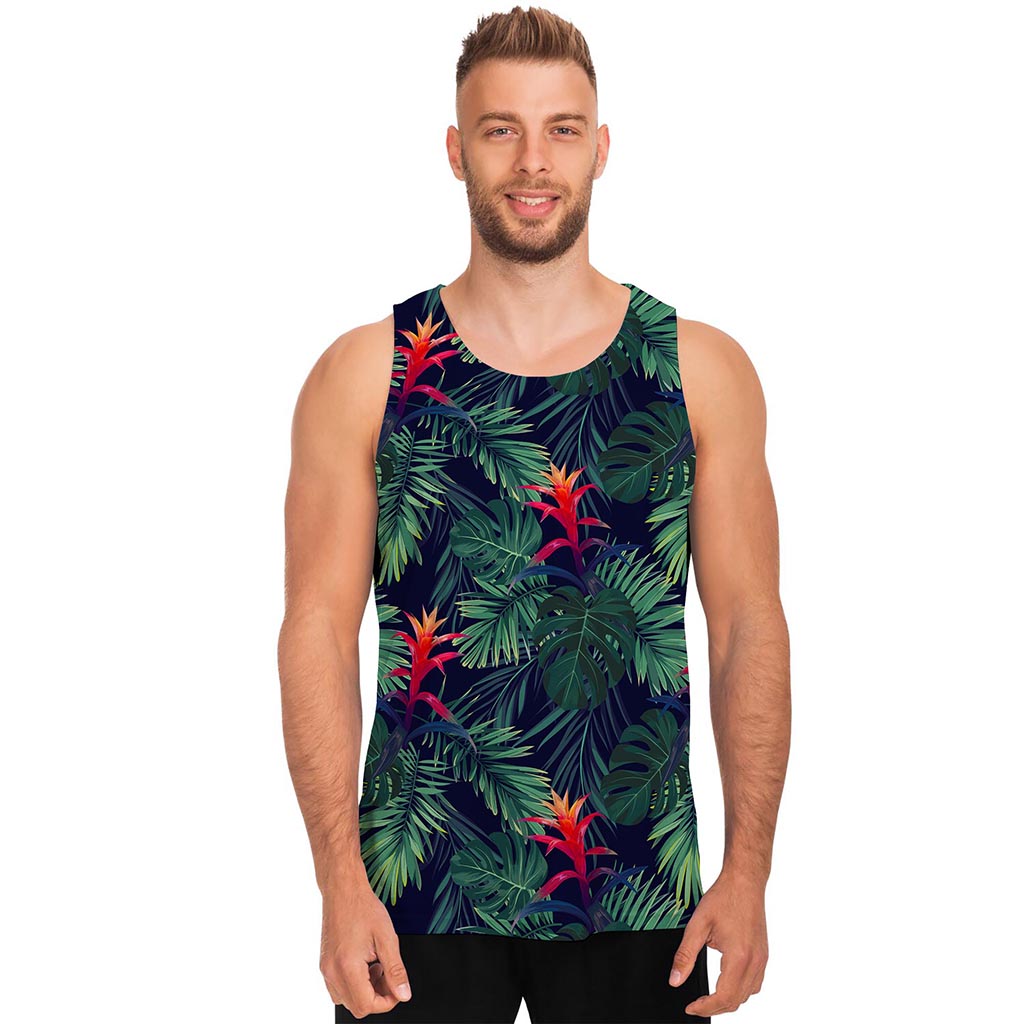 Hawaiian Palm Leaves Pattern Print Men's Tank Top