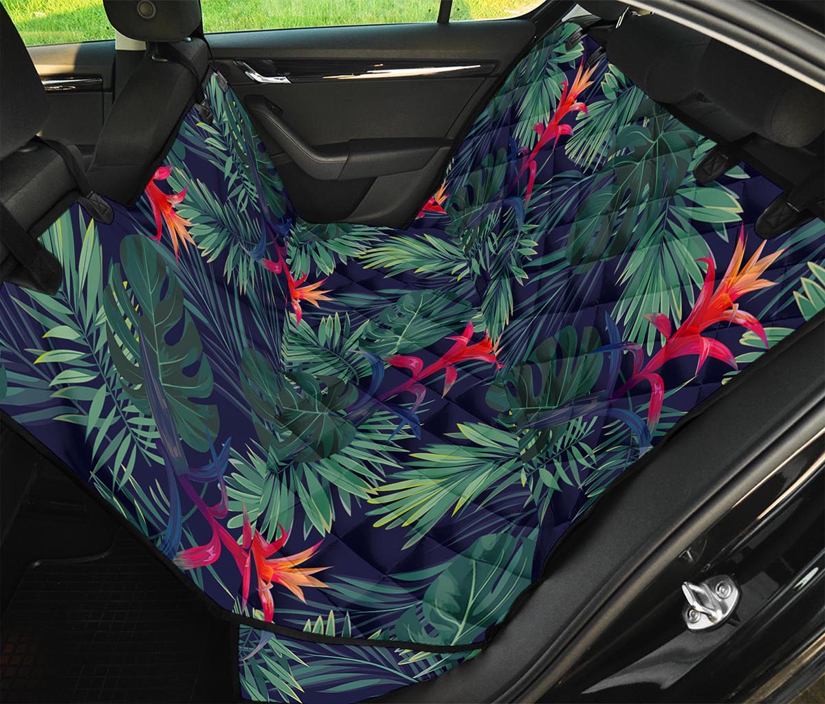 Hawaiian Palm Leaves Pattern Print Pet Car Back Seat Cover