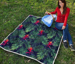 Hawaiian Palm Leaves Pattern Print Quilt