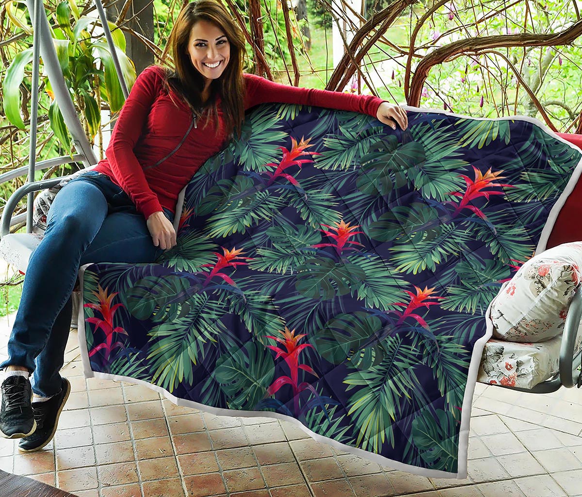 Hawaiian Palm Leaves Pattern Print Quilt