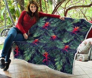Hawaiian Palm Leaves Pattern Print Quilt