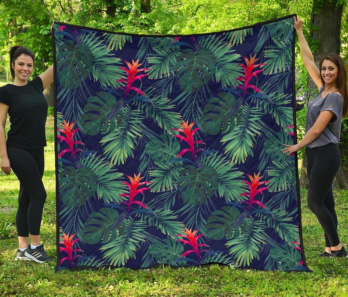 Hawaiian Palm Leaves Pattern Print Quilt