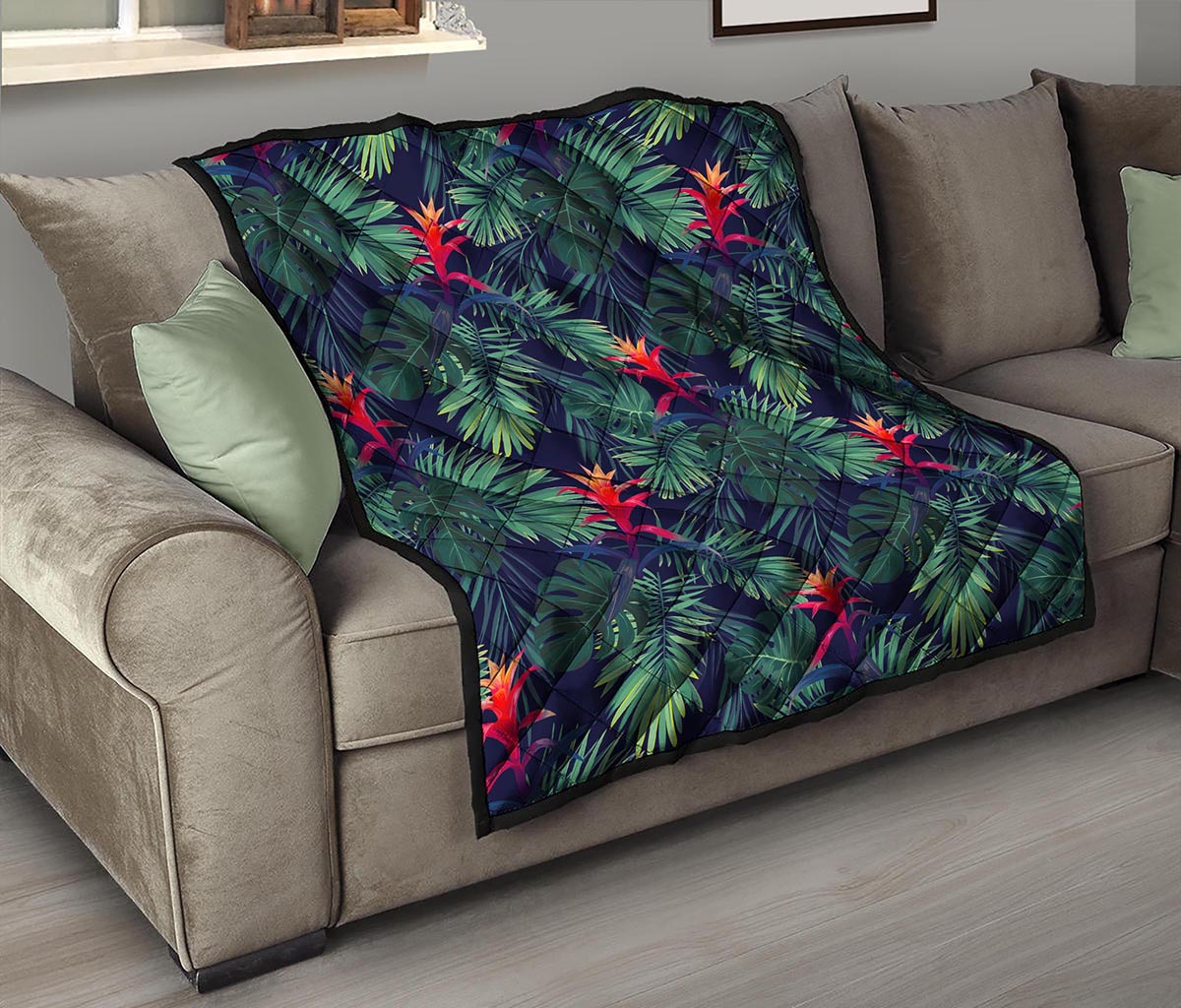 Hawaiian Palm Leaves Pattern Print Quilt