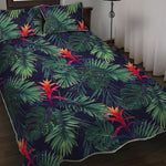 Hawaiian Palm Leaves Pattern Print Quilt Bed Set