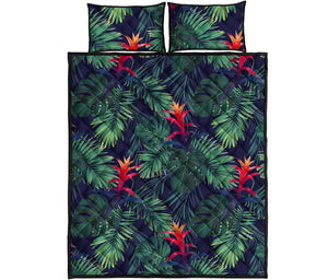 Hawaiian Palm Leaves Pattern Print Quilt Bed Set