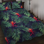 Hawaiian Palm Leaves Pattern Print Quilt Bed Set