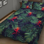 Hawaiian Palm Leaves Pattern Print Quilt Bed Set