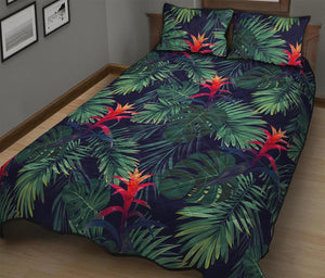 Hawaiian Palm Leaves Pattern Print Quilt Bed Set