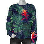 Hawaiian Palm Leaves Pattern Print Women's Crewneck Sweatshirt GearFrost