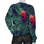 Hawaiian Palm Leaves Pattern Print Women's Crewneck Sweatshirt GearFrost