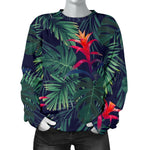Hawaiian Palm Leaves Pattern Print Women's Crewneck Sweatshirt GearFrost