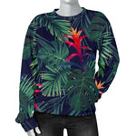 Hawaiian Palm Leaves Pattern Print Women's Crewneck Sweatshirt GearFrost