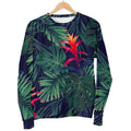 Hawaiian Palm Leaves Pattern Print Women's Crewneck Sweatshirt