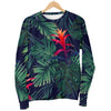 Hawaiian Palm Leaves Pattern Print Women's Crewneck Sweatshirt GearFrost