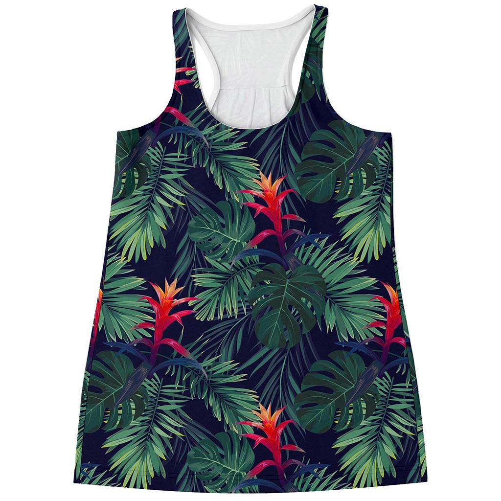 Hawaiian Palm Leaves Pattern Print Women's Racerback Tank Top