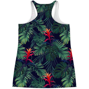 Hawaiian Palm Leaves Pattern Print Women's Racerback Tank Top