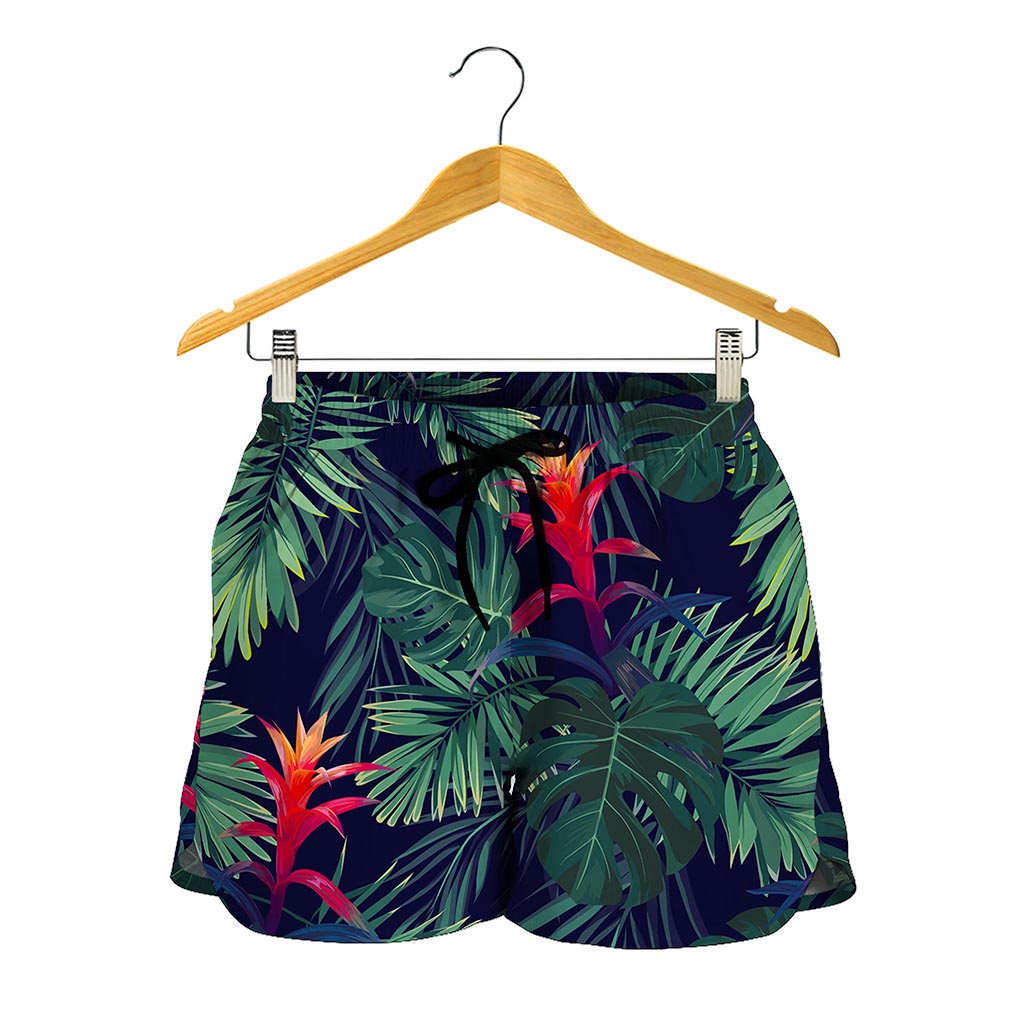 Hawaiian Palm Leaves Pattern Print Women's Shorts