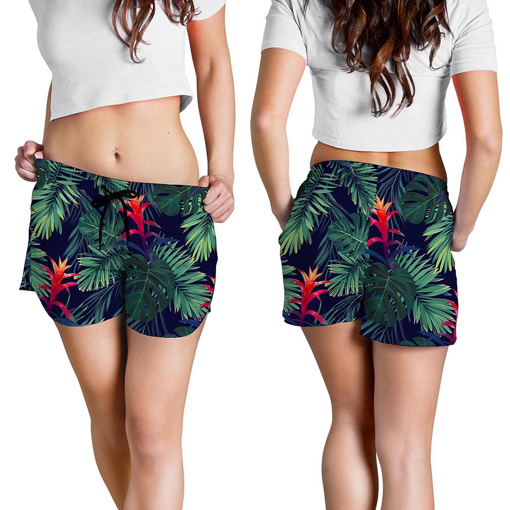 Hawaiian Palm Leaves Pattern Print Women's Shorts