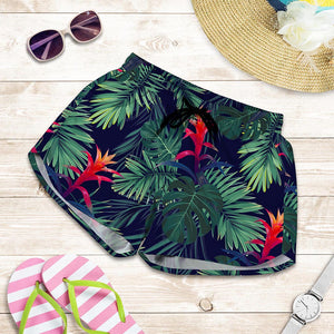 Hawaiian Palm Leaves Pattern Print Women's Shorts