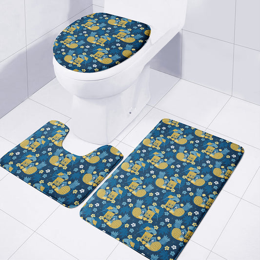 Hawaiian Tiki Pattern Print 3 Piece Bath Mat Set