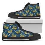 Hawaiian Tiki Pattern Print Black High Top Shoes